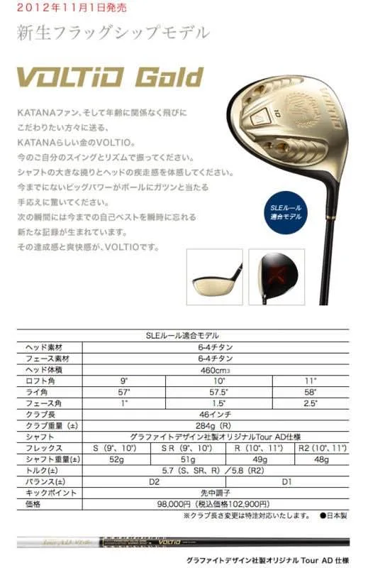 DRIVER KATANA VOLTIO GOLD (460CC.)Loft10 FlexR